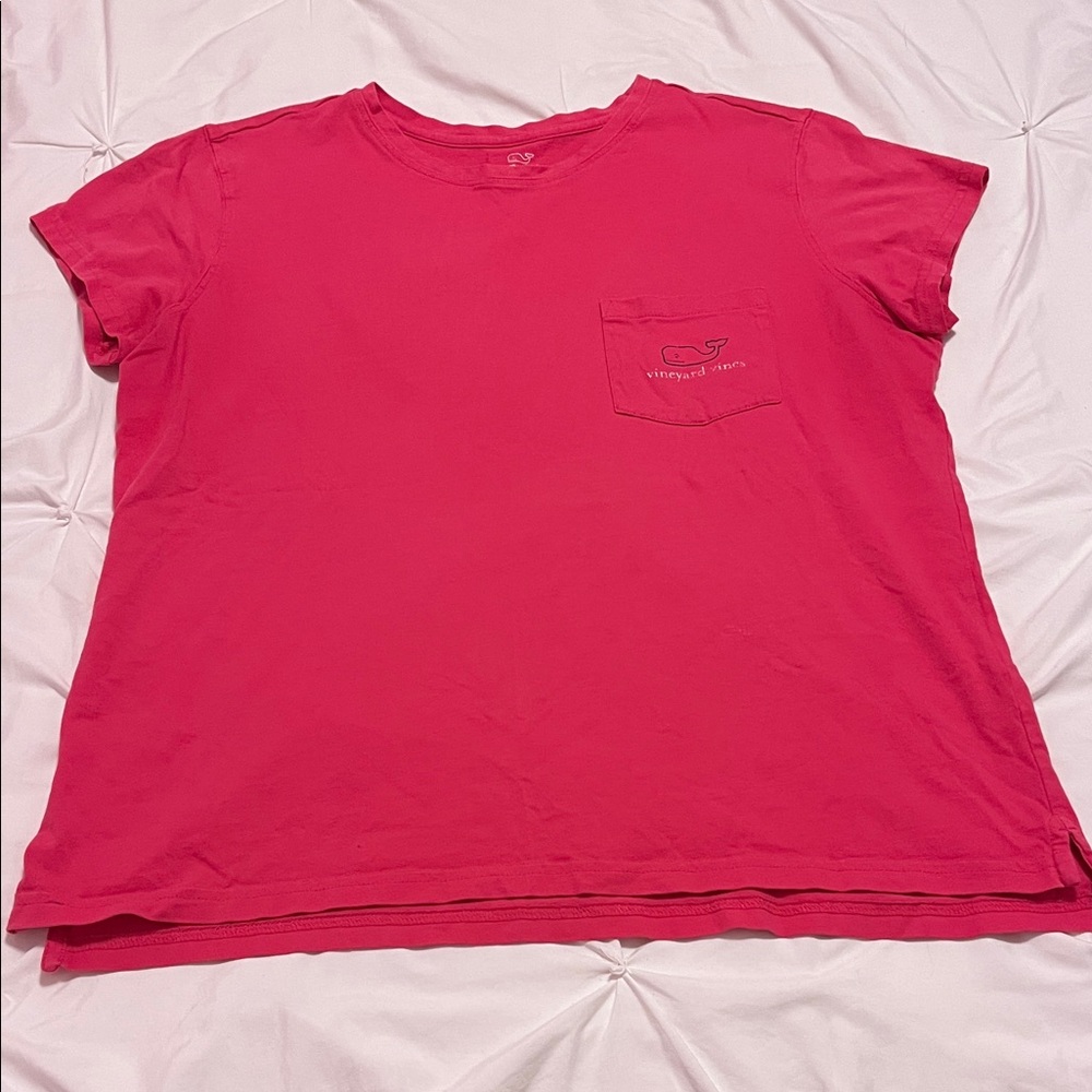 Vineyard Vines Bright Pink Tee with Pocket